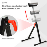 HOMCOM Adjustable Woodworking Roller Stand 68–110cm – Foldable Metal Work Support with Ball Bearing Roller