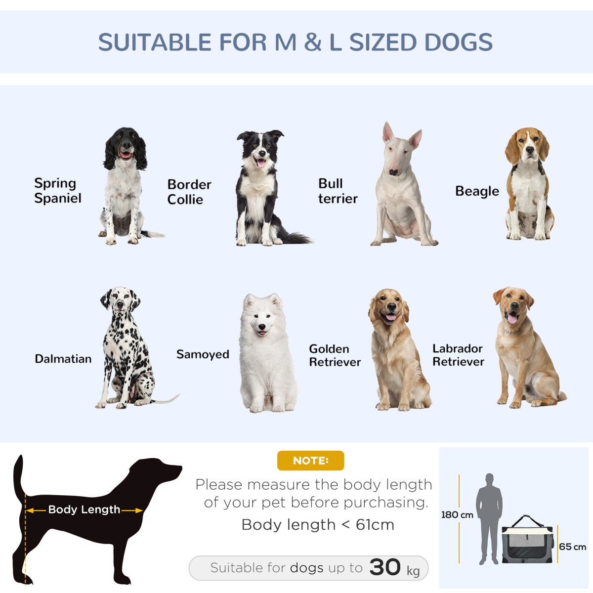 Pawhut 91cm Foldable Pet Carrier with Cushion & 3 Zipped Doors – Soft Bag for Large Dogs and Cats, Grey