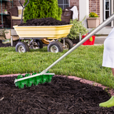 Rolling Lawn Aerator with 30 Spikes and 100 cm Handle – Spiked Roller for Healthier Soil, Dark Green
