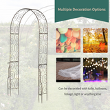 Outsunny Metal Garden Arch with Scroll Design, 226cm High – Climbing Plant Arbour for Weddings & Patios