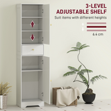 Tall Bathroom Cabinet with Arched Doors, Drawer & Adjustable Shelf – Slim Freestanding Storage Unit, White