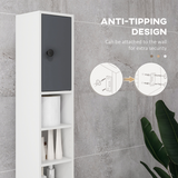 Kleankin Slim Bathroom Cabinet with Drawer, Four Open Shelves & Toilet Roll Storage – Floor Standing Unit, Grey