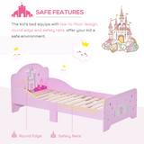Princess Castle Toddler Bed with Side Rails & Slats – Pink Kids Bed Frame, Ages 3-6
