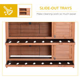 2-in-1 Wooden Rabbit Hutch with Asphalt Roof, 4 Doors & Removable Trays – Small Animal Cage, Orange