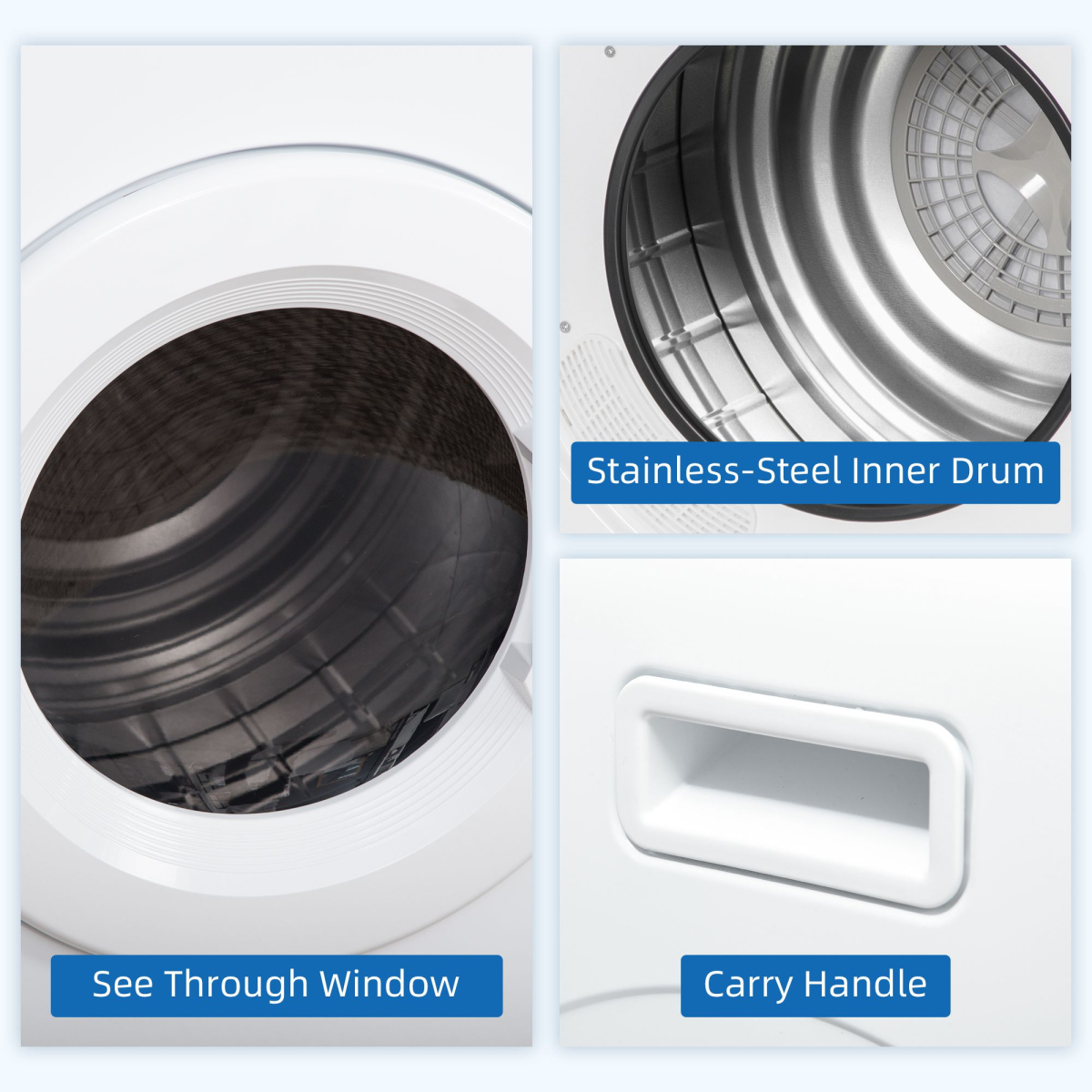 HOMCOM 6kg Vented Tumble Dryer with 7 Drying Programmes – Space-Saving Laundry Dryer, White
