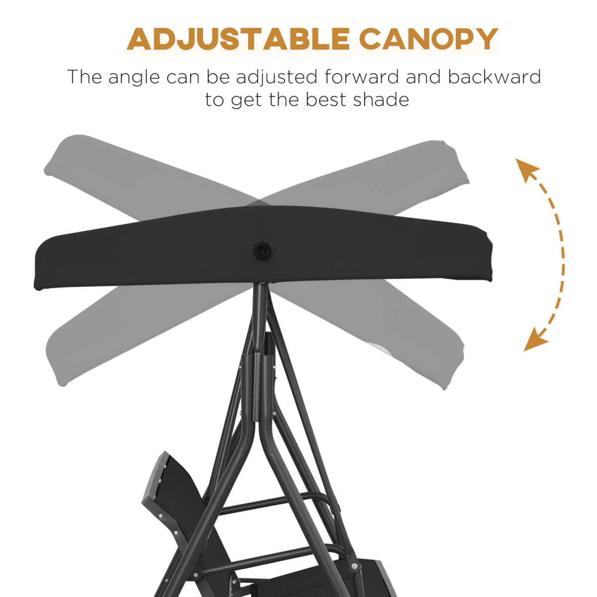 Outsunny 3 Seater Garden Swing Hammock with Canopy, Steel Frame & Anti-Slip Feet – Patio Swing Seat, Black