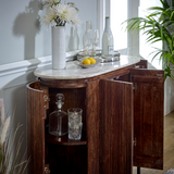 Opal Solid Wood Sideboard & Drinks Cabinet with White Marble Top – Handmade Bottle and Glassware Storage