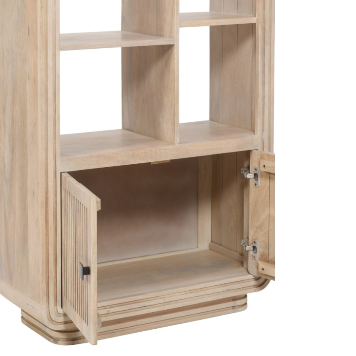 Indian Hub Hudson Carved Mango Wood Bookcase with Shelves – Hand-Crafted Display Storage for Living Rooms