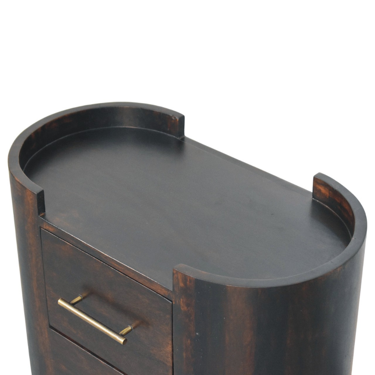 Artisan Furniture Solid Wood Valencia Two-Drawer Bedside Table, Curved Side Panels – Velvet Mocha, Dark Brown
