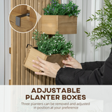 Outsunny Wall-Mounted Wooden Planters with Trellis – Raised Garden Beds for Climbing Plants, Carbonised