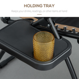 Outsunny Zero Gravity Lounger Chair with Canopy, Cup Holder Tray & Reclining Backrest – Patio Chair, Brown