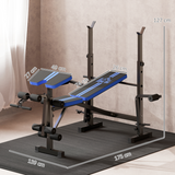 HOMCOM Multi-Function Weight Bench with Squat Rack, Leg Extension and Butterfly Curl – Home Gym, Black and Blue
