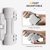 Adjustable Dumbbells Set, 2 x 2.5kg with Fast-Adjust Weight Plates – Compact Home Gym Hand Weights, White