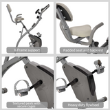 HOMCOM 2-in-1 Upright Exercise Bike with 8-Level Magnetic Resistance & Pulse Sensor – Home Cardio Trainer, Grey