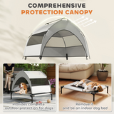 Elevated Dog Bed with Removable Three-Sided Canopy & Storage Bag – Breathable Pet House for Small to Medium Dogs