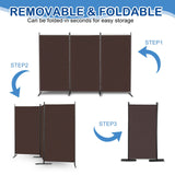 6ft 3-Panel Folding Room Divider – Polyester Fabric Privacy Screen, Steel Frame, Brown