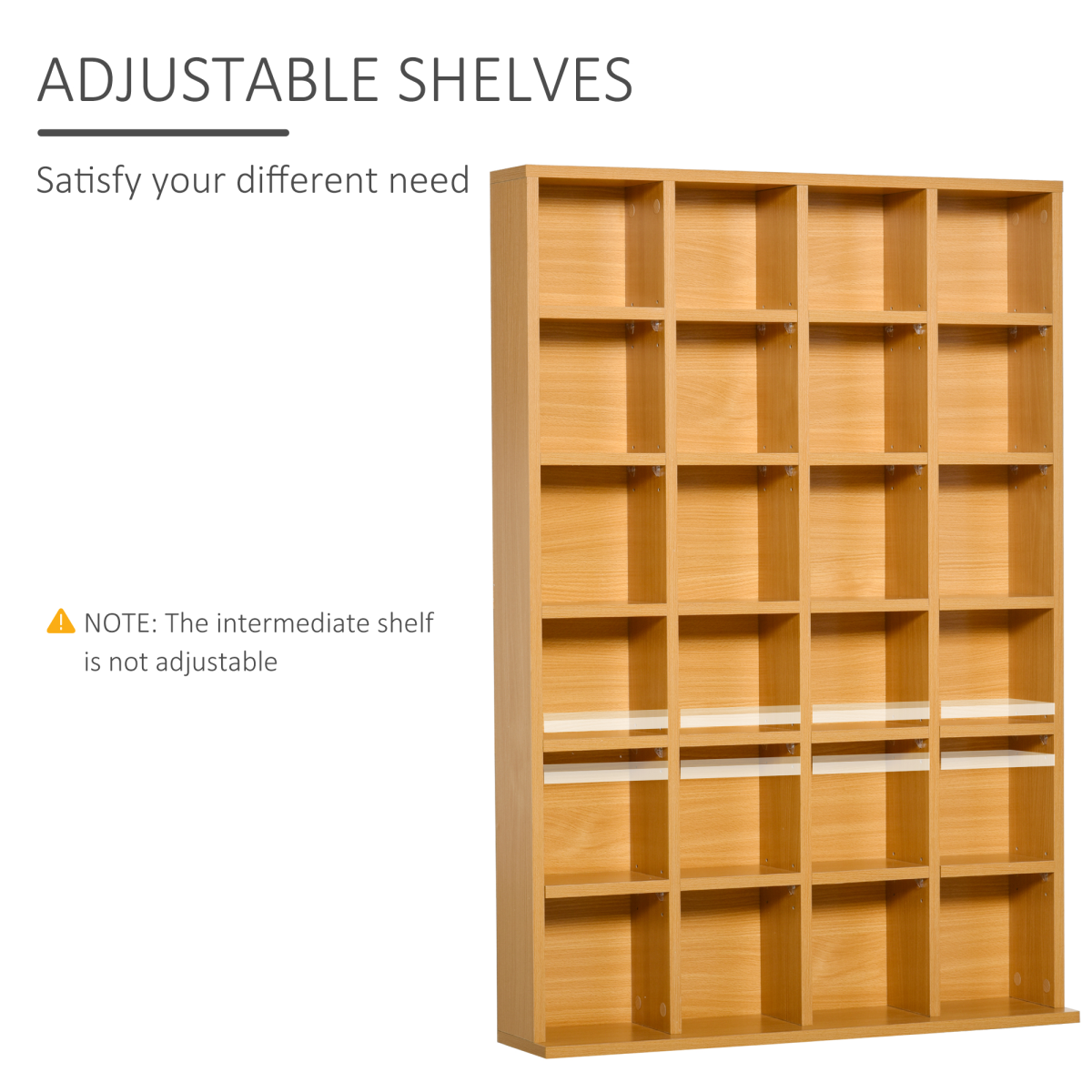 HOMCOM Beech CD & DVD Shelving Rack Unit – Holds up to 480 CDs, Media Storage Tower