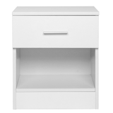 2-Tier Nightstand Bedside Cabinet with Drawer and Open Shelf – Bedroom and Home Office End Table, White