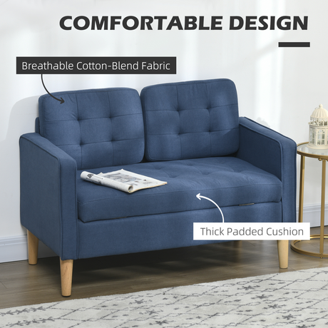 HOMCOM Blue Loveseat Sofa in living room setting