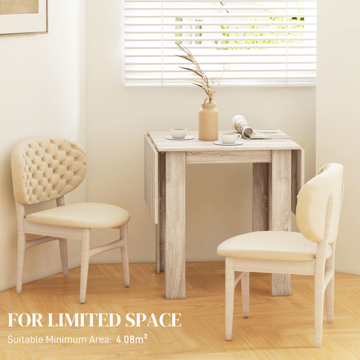 HOMCOM Extendable Folding Drop Leaf Dining Table – Space-Saving Table for 2–4 Seats
