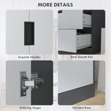 HOMCOM 2-Door Wardrobe with 3 Drawers & Hanging Rail – Bedroom Storage, White & Grey
