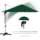 Outsunny 3 x 3m Cantilever Roma Parasol with 360° Cross Base and 5-Level Tilt – Garden Umbrella, Green