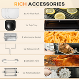 HOMCOM 12L Air Fryer Oven with 8 Presets, 1800W – Rotisserie & Dehydrator, Rapid Air Circulation, Black