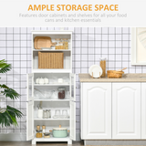 HOMCOM Kitchen Cupboard Storage Cabinet with Glass Doors & Adjustable Shelves – Pantry & Display Unit, White
