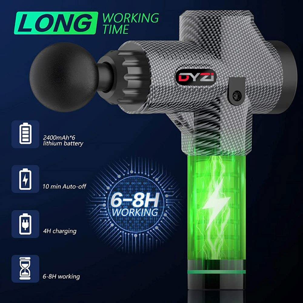 DYZI Handheld Percussion Massage Gun with 6 Heads, LCD Touch Screen & 30 Speeds – Portable Muscle Massager