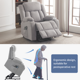 Electric Riser Recliner Chair with 8-Point Massage & Heat – Grey Fabric Lift Chair for Less Mobile Users