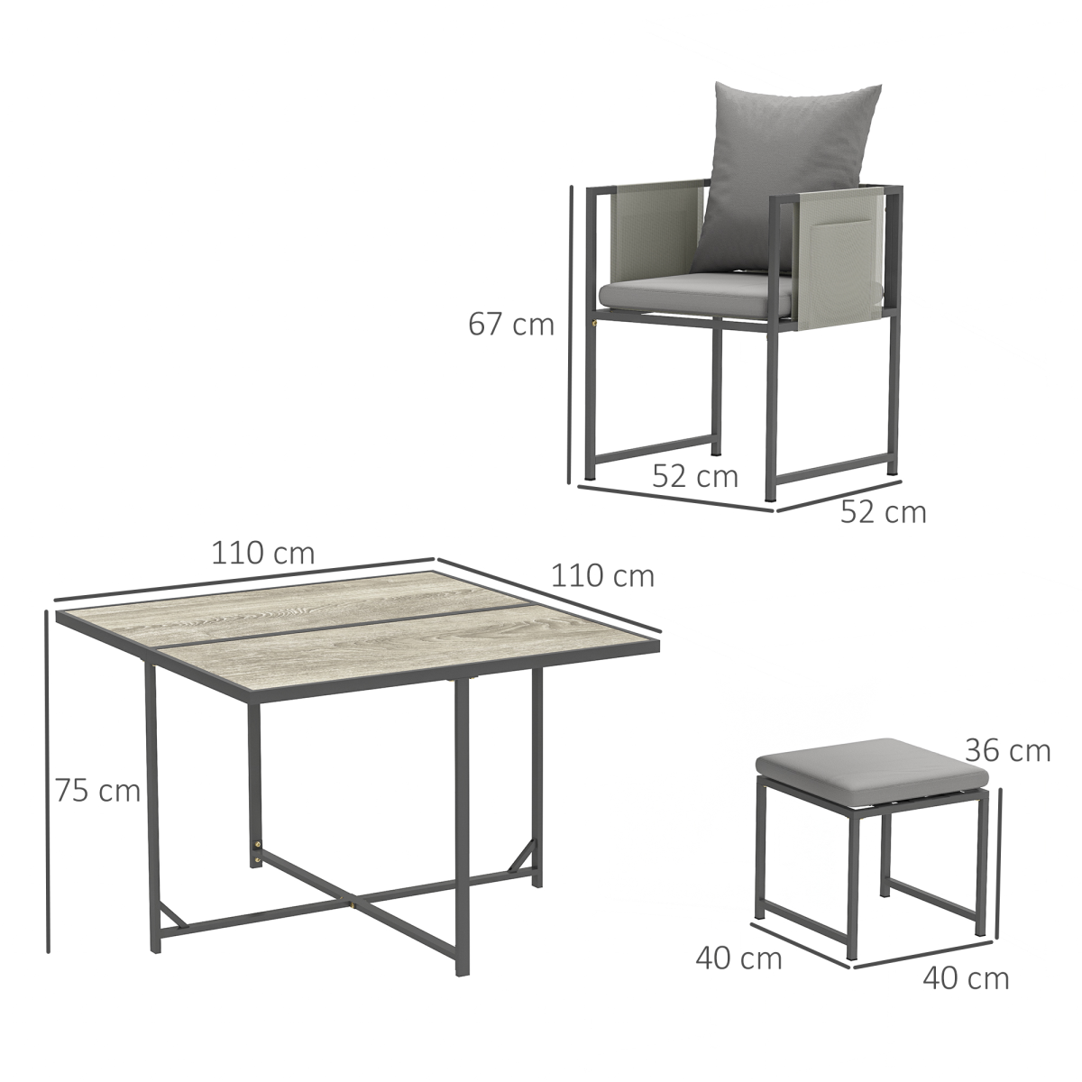 Outsunny 8-Seater Square Garden Dining Set with Cushions, 4 Armchairs & 4 Footstools – 9-Piece Patio Set