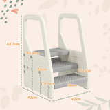 AIYAPLAY Toddler Tower, Adjustable 3-Step Kitchen Stool Helper with Non-Slip Surface – Ages 2-5, Grey