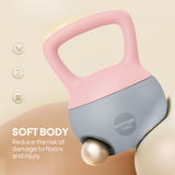 Soft Body Kettlebell 10kg with Non-Slip Ergonomic Handle – Home Gym Strength Training, Pink and Grey