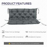 Outsunny 2 Seater Garden Bench Cushion with Ties – Large Padded Swing Chair Seat Pad, 110 x 120cm