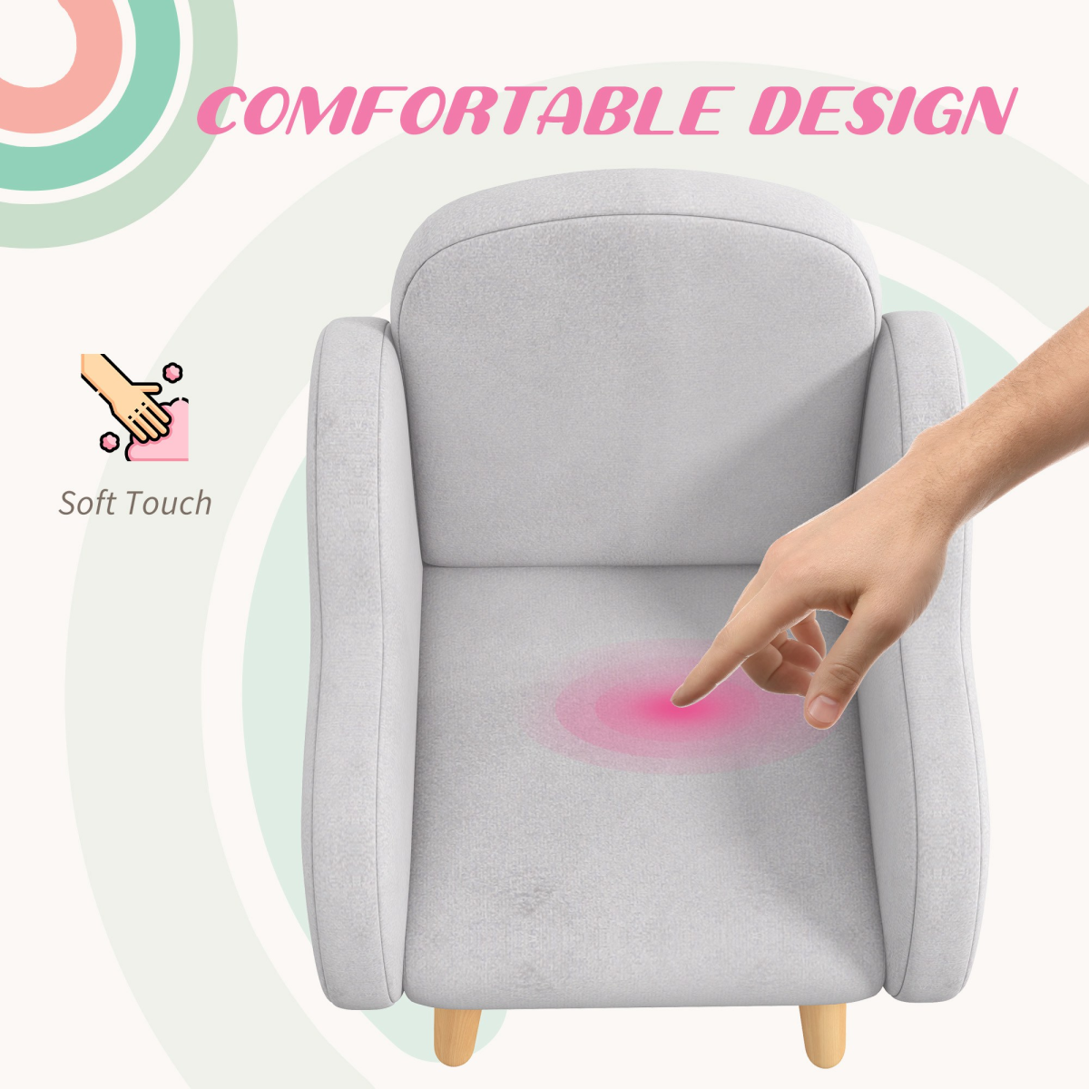 ZONEKIZ Cloud-Shaped Toddler Armchair – Kids Mini Chair for Playroom & Bedroom, Grey
