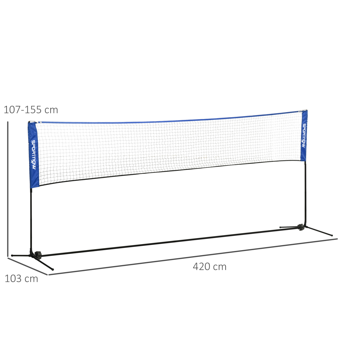 SPORTNOW 4m Badminton Net, Adjustable 107–155cm Height – Sports Net for Tennis, Pickleball & Volleyball, Blue