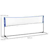 SPORTNOW 4m Badminton Net, Adjustable 107–155cm Height – Sports Net for Tennis, Pickleball & Volleyball, Blue