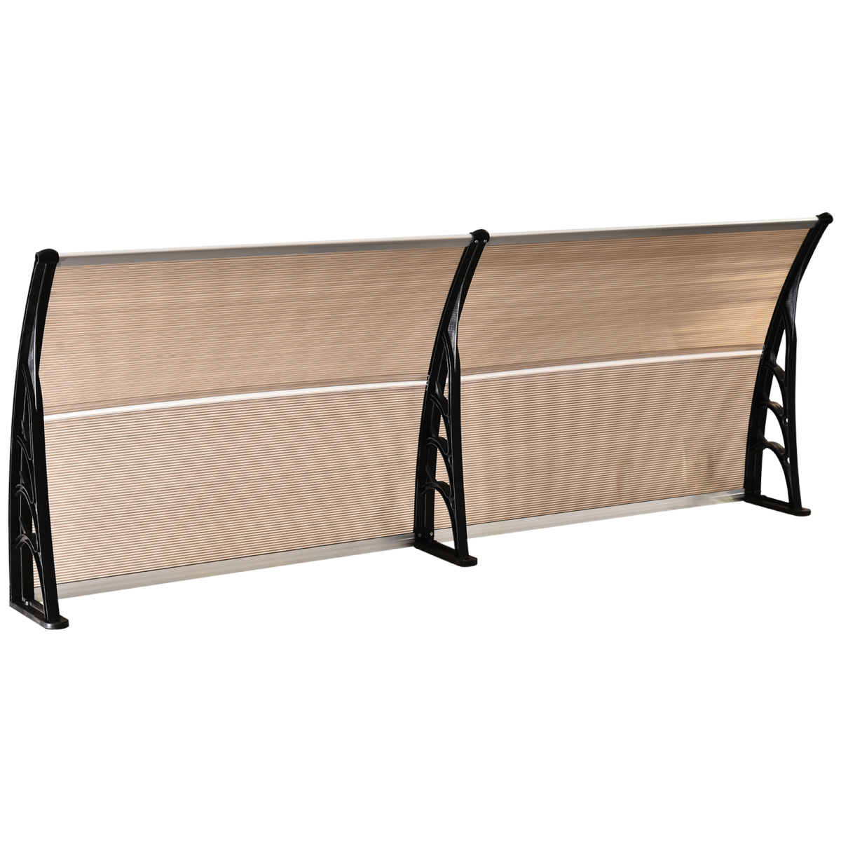 Outsunny Curved Polycarbonate Door and Window Awning, 80 x 195 cm – UV, Rain and Snow Canopy, Clear and Black