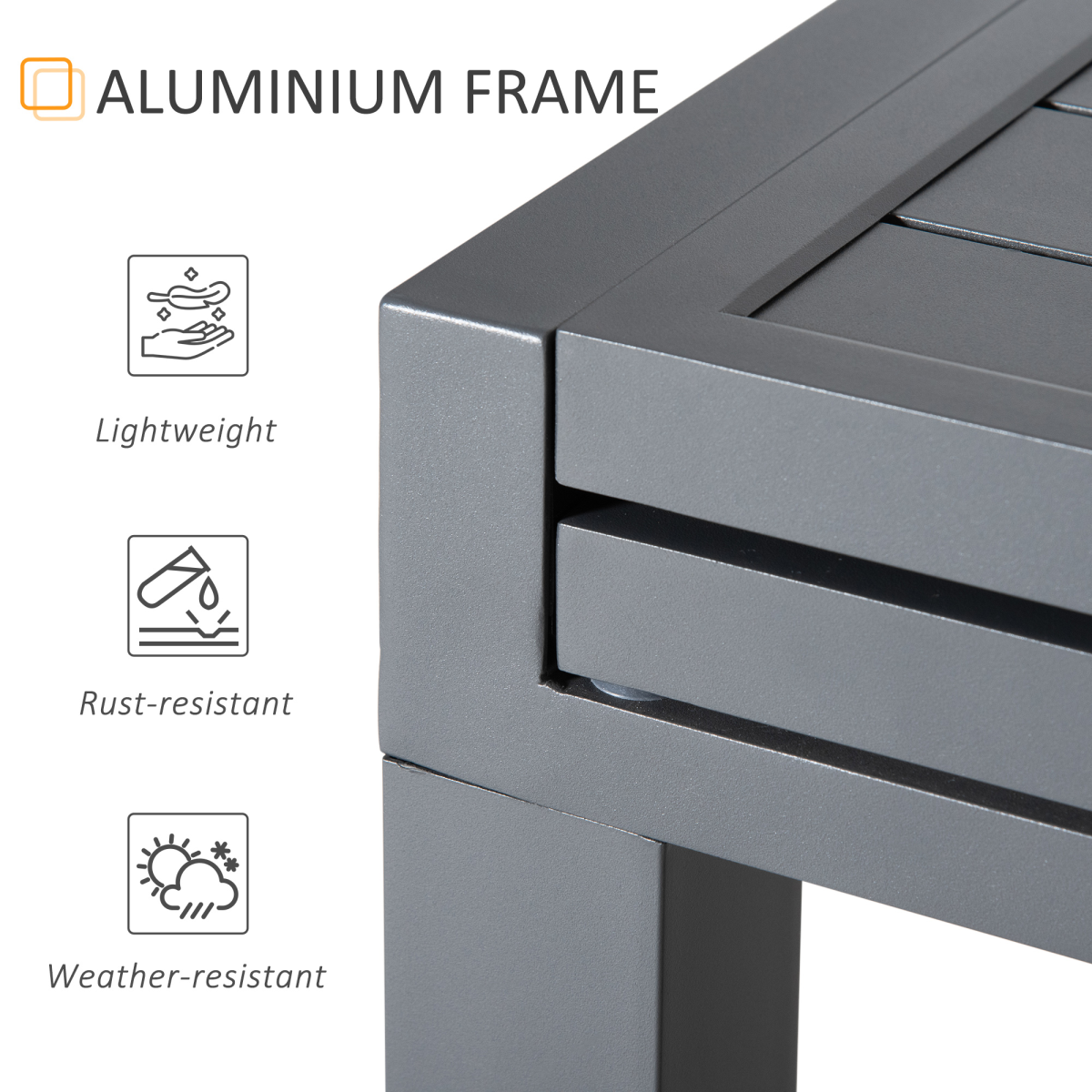 Outsunny Extendable Garden Dining Table for 8–10 with Aluminium Frame, 135–270cm – Grey