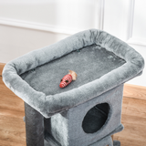 Cat Tree with Cat House, Wide Perch and Jute Scratching Pad – Multi-Level Cat Tower for Cats Under 4.5kg, Grey
