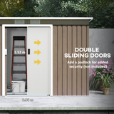 Outsunny 9 x 4ft Metal Garden Storage Shed with Lockable Sliding Double Doors & Vents – Light Grey Wood Grain