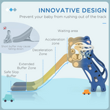 Kids 3-in-1 Slide with Climber & Basketball Hoop – Indoor Toddler Play Slide for 18-36 Months, Blue & Grey
