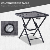 Outsunny 3-Piece Zero Gravity Chairs & Side Table Set with Cup Holders – Foldable Sun Loungers, Light Grey