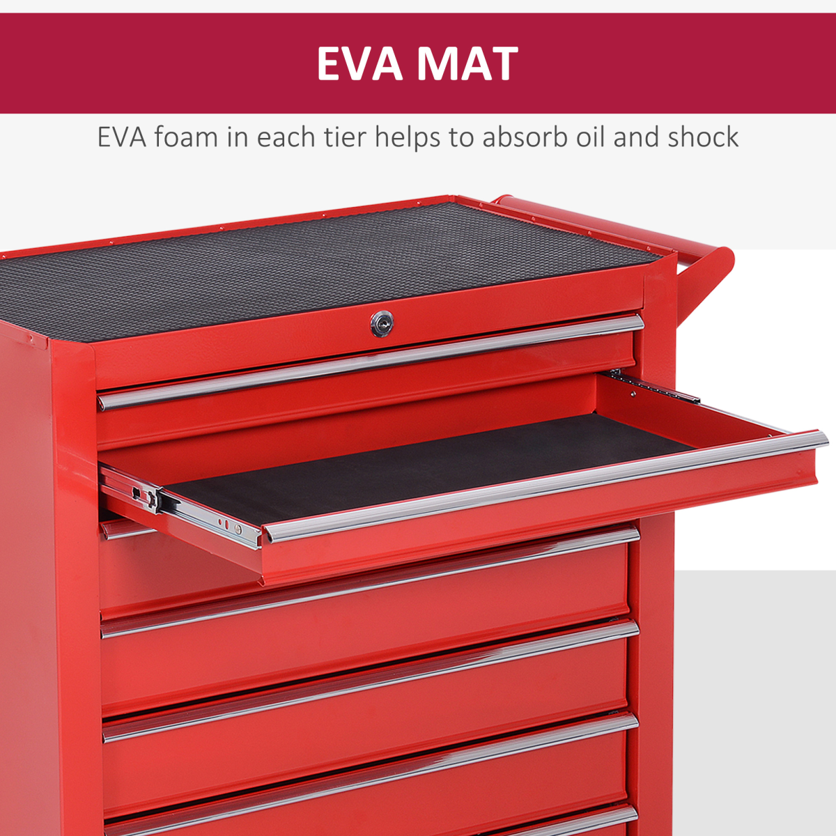 DURHAND 7-Drawer Rolling Tool Cabinet with Top Storage Compartment – Steel Workshop Chest, Red