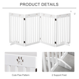 Pawhut Foldable Freestanding Dog Gate with Support Feet – MDF Pet Safety Barrier for Doorways & Stairs, White