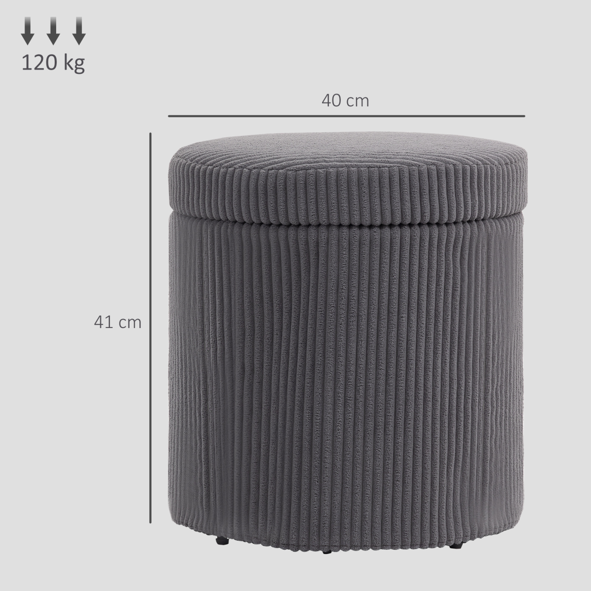 Corduroy Storage Ottoman Footstool with Lift-Off Lid – Extra Seat for Living Room & Bedroom