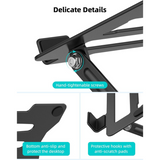 Foldable Metal Laptop & Tablet Stand with 360° Rotation – Adjustable Riser, Silicone Pad, 8kg Load
