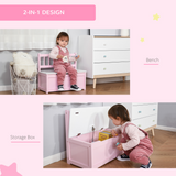 HOMCOM Kids Toy Box with Seat Bench, Gas Stay Bar & Hidden Storage – Wooden Children's Storage Chest