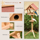 PawHut Wooden Bird Feeder Stand with 2 Platforms and Nesting Hole – Weather Resistant Garden Bird House