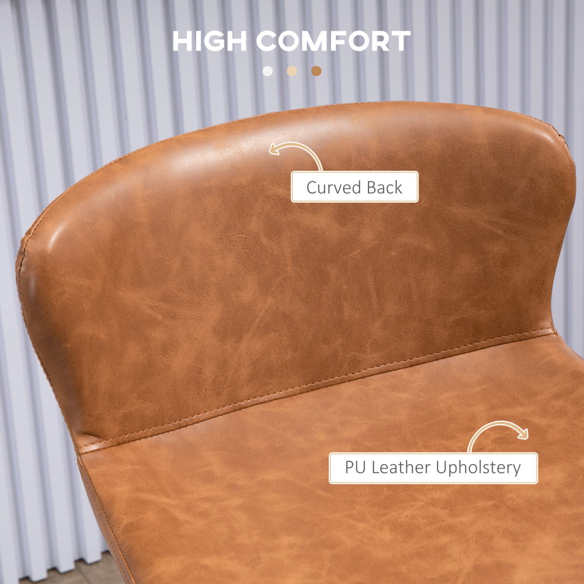 HOMCOM Set of 2 Retro Bar Stools with Back, Footrest & Steel Legs – PU Leather Bar Chairs
